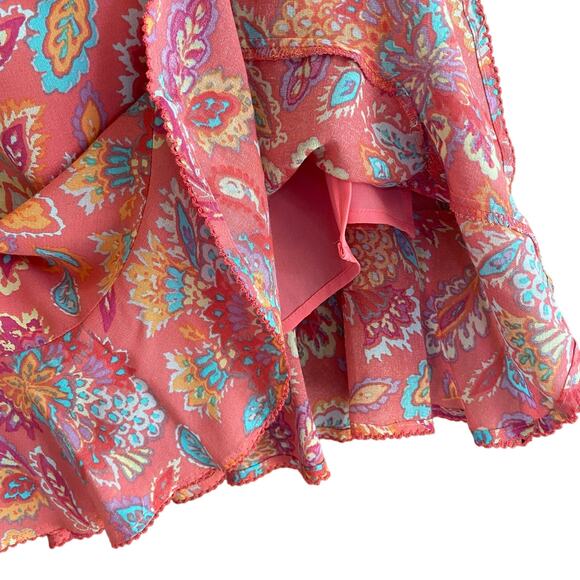 Women's SIGRID OLSEN PM Colorful Skirt Paisley Ruffle Lined Boho Festival - Picture 4 of 9